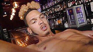 Black guys sharing the bartender at a pub - gayxo.com