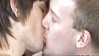 Bottom twink jizzes during ass banging - gayxo.com